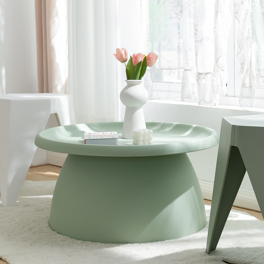 Artiss Coffee Table Round 71CM Plastic Green