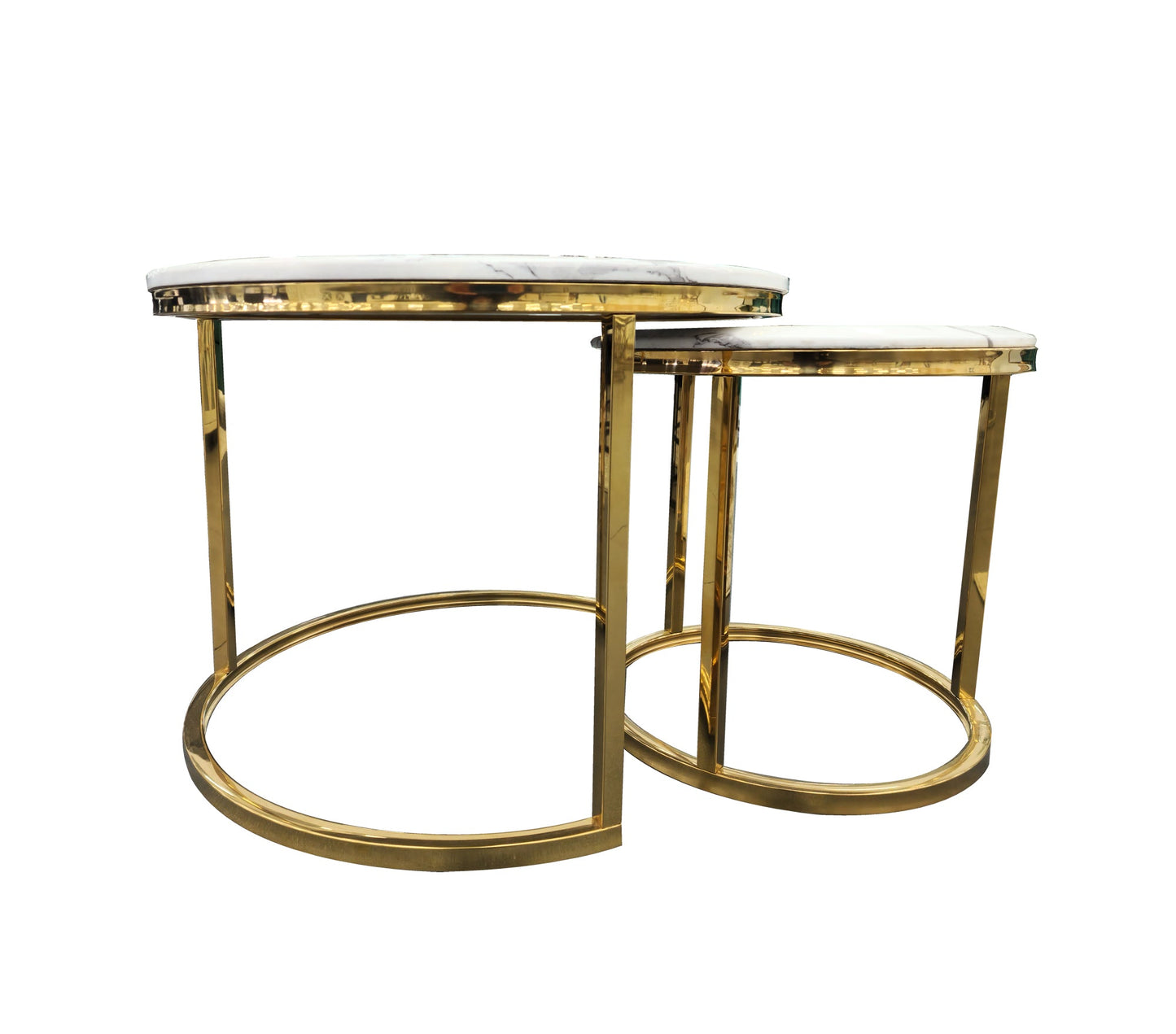 Nesting style Coffee Table - White on Gold - 60cm/40cm